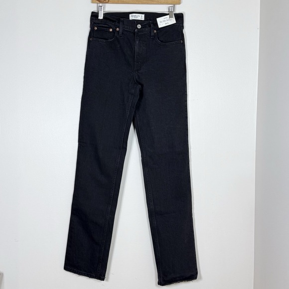 Abercrombie & Fitch Denim - Abercrombie Fitch Womens The 90s Straight Jeans Size 2L Black Mid Rise Tall New
